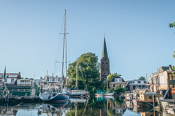 boats parking, port, white, sailboat, body, water, towns, village, city, docks, boats
