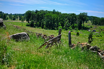 Nature, Gettysburg, Triangular Field, summer, pennsylvania, battlefield, landscape, fence, sky, clouds, civil war