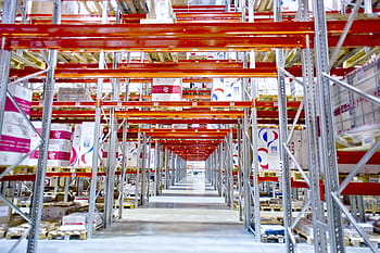 produzione, centro logistico, produzione, centro logistico, magazzino moderno, costruzione di metallo, Novosibirsk, Russia, illuminazione brillante, luce del sole, industria, industria di costruzioni