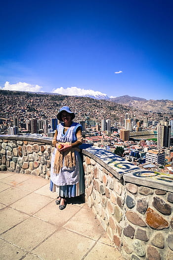 la paz, Bolivia, nainen, rakennukset, kaupunki, vuoret