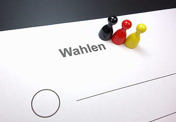 tres, negro, amarillo, rojo, piezas del juego, Elección, Elecciones, Alemania, Papeleta, seleccione, ankreuzen