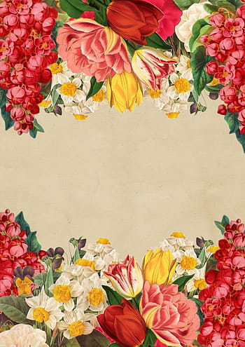 red, yellow, pink, flowers painting, flower, background, vintage, roses, bouquet, floral, cluster