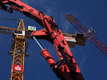hydraulické, místě, stavební jeřáby, jeřáby, Stavební práce, technologie, stavební průmysl, jeřáb - stavební stroje, stavební činnost, staveniště, průmysl