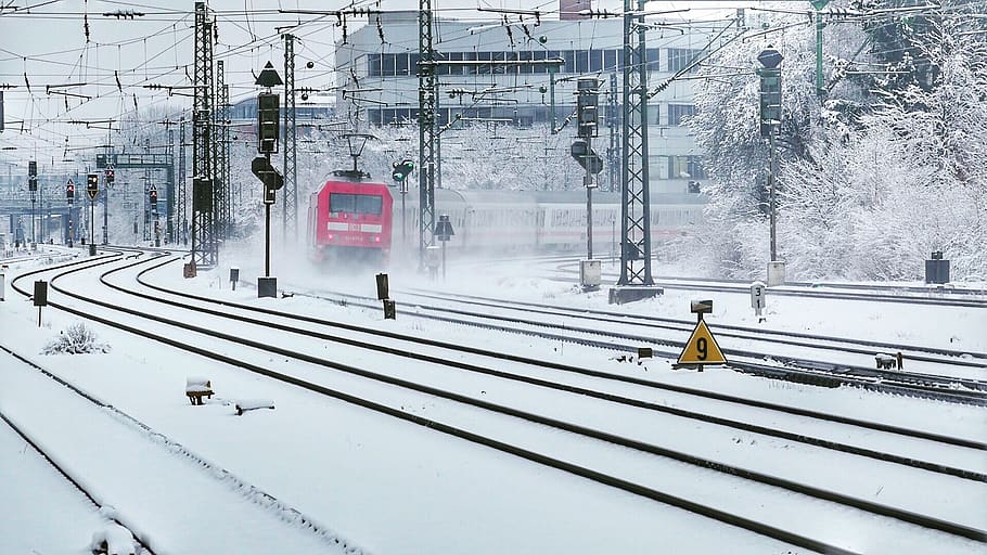 company, munich, train, bavaria, vehicles, railway, winter, snow, ice, upper bavaria, germany
