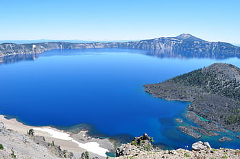overse, krater søen, national, parkere, Grand, krater sø nationalpark, Oregon, fotos, sø, landskab, offentligt domæne