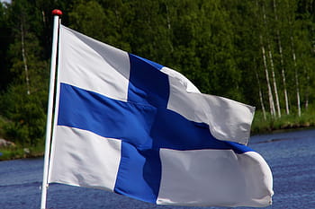 flag of finland, blue cross flag, finnish, flies, blue and white