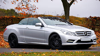 auto, veicolo, lusso, argento, mercedes, benz, convertibile