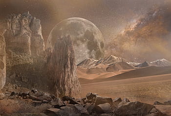 dry, land, moon, background, fantasy landscape, mars, desert, galaxy, planet, rocky, digital