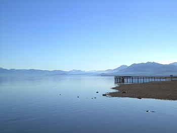 bacino, calma, corpo, acqua, blu, cielo, nero, mare, gamma, montagna, sfondo