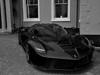 fotografia in scala di grigi, ferrari laferrari coupe, supercar, bianco e nero, auto, settore automobilistico, lusso, veicolo, nero, costoso, auto sportiva