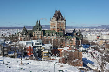 zimní, québec, Kanada, hrad, terrasse dufferin, château frontenac, hotel, fairmont le château frontenac, neorenaissanc, neogotický, châteauesque