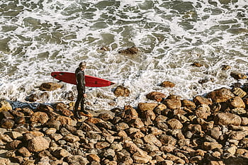 sea, ocean, water, waves, nature, coast, rocks, shore, beach, people, man