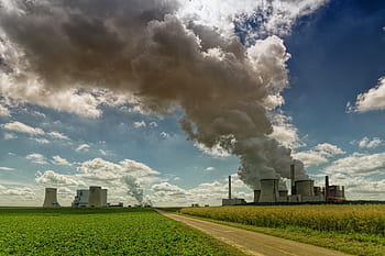 発電所、 褐炭、 畑、 離れて、 自然、 Garzweiler、 ノイラス、 業界、 環境、 コントラスト、 現在