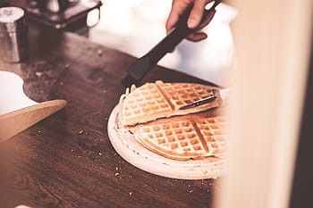 pembuatan, Wafel, Pemotongan, Potongan, sarapan, kompor, memasak, makanan, pecinta makanan, lapar, gula