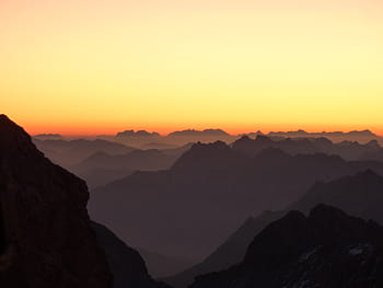 黒、 山、 地平線、 morgenrot、 高山のパノラマ、 日の出、 高山、 風景、 morgenstimmung、 サミット、 パノラマビュー
