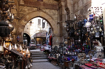 nejrůznějších dekorů, Egypt, Káhira, bazar, východní, trh, východní, trh, arabština, arabský, Aladin, starověké