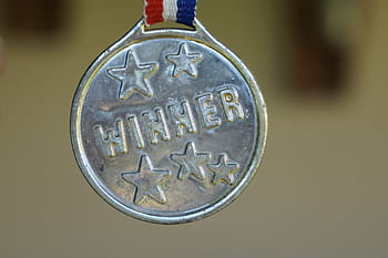 silver winner medal, winner, medal, gold, award, success, first, front runner, victory, currency, coin