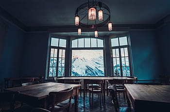 hnědý, dřevěný, stůl, židle, soubor, vedle, bílý, zeď, Setkání, pokoj, místnost, nábytek