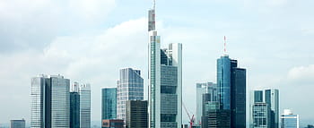 výškové, budov, během dne, panoráma, frankfurt, mrakodrapy, architektura, mrakodrap, výhled, město, mainhattan