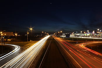 timelapse, σκυρόδεμα, δρόμος, νύχτα, φωτογραφία, πέρασμα, Αυτοκινητόδρομος, φώτα, φωτιστικά, σκοτάδι, Νύχτα