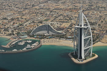 burj al arab, Dubaj, během dne, letecký, fotografování, burj, khalifa, architektura, budov, kancelář, obytný