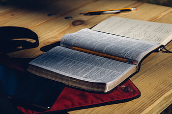 yellow, pencil, white, book, bible, page, top, wooden, table, books, notebook