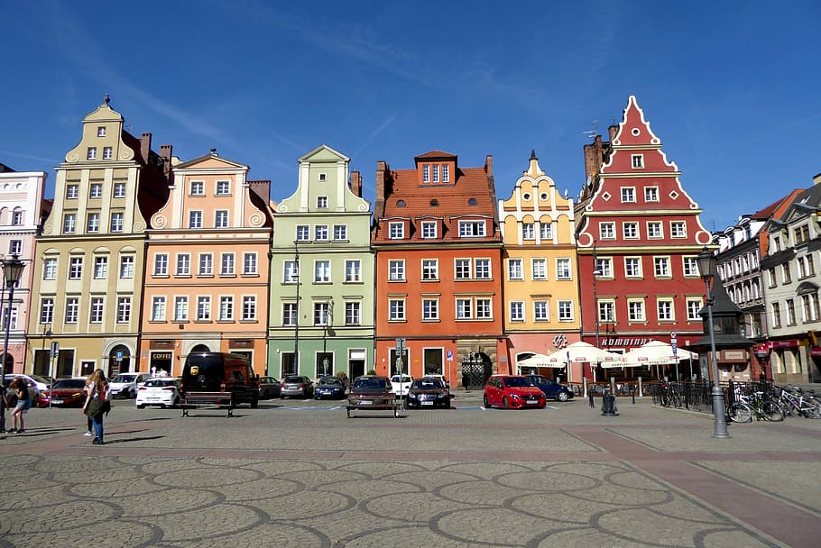 Wroclaw, Rynek, nagy gyűrű, piactér, színes házak, utazás, építészet