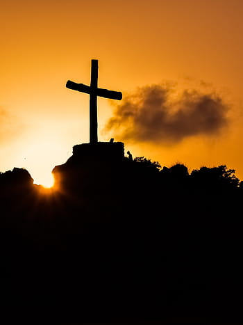 silueta, přejít, západ slunce, kopec, slunečního světla, Sluneční svit, stíny, náboženství, křesťanství, duchovno, krucifix