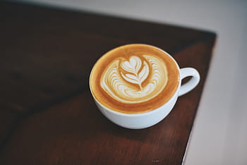 pohár, latte, stůl, káva, kavárna, dřevo, horký, džbánek, bílý, kávovar, prodejna