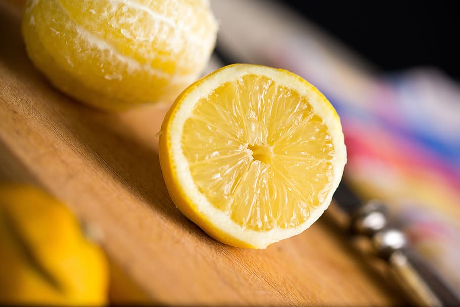 plátky citronu, citrón, kyselý, žlutá, motýl jde, rozdělené, šťáva, ovoce, Příroda, jižní ovoce, detailní