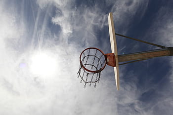 basketbal, hoepel, netto-, keten, hemel, wolken, sport-, sport, geschiktheid