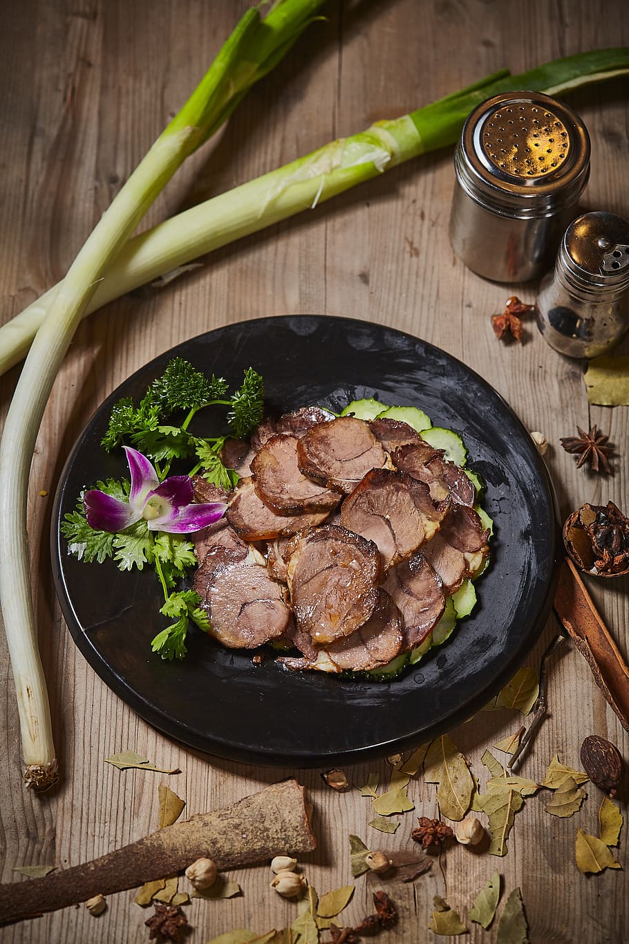 pork, braised pork, gourmet, dishes, vegetables, chinese, cold dishes, garnish, culinary herbs, wobble, food