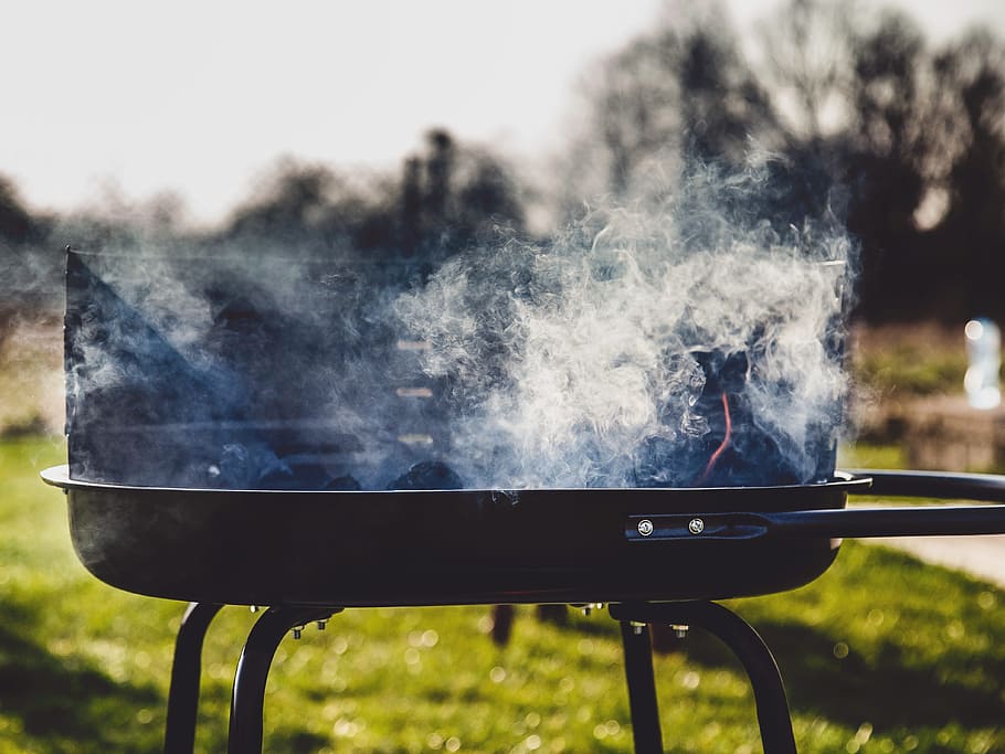 dřevěné uhlí, gril na dřevěné uhlí, gril, kouř, grilování, bbq, vaření, letní, cookout, teplota - teplota, jídlo a pití