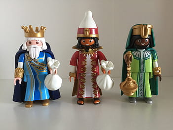 tre, figurine del re, grigio, superficie, playmobil, figura, giocattoli, Melchor, Gaspar, magi, Baltasar