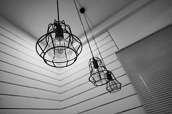 black and white, light, lamp, interior, design, hanging