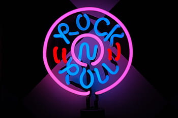 růžový, modrý, Skála, n, válec, značení, otočil, Rock 'n' roll, svítilna, neon, 50. let