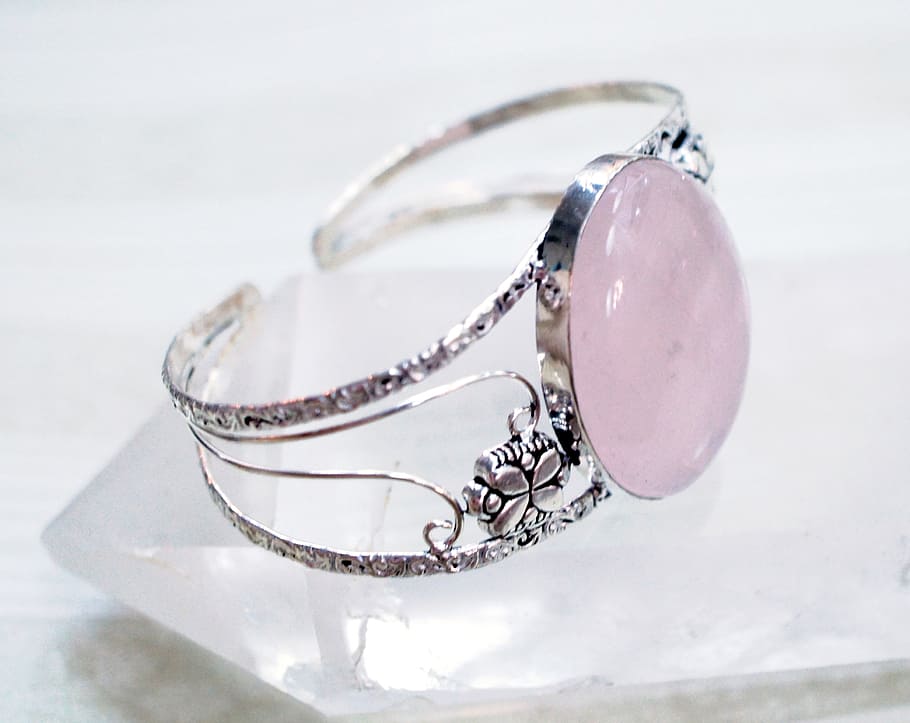 jewelry, rose quartz, pink, cuff, stone, bracelet, gemstone, natural, gemstones, cabochon, setting