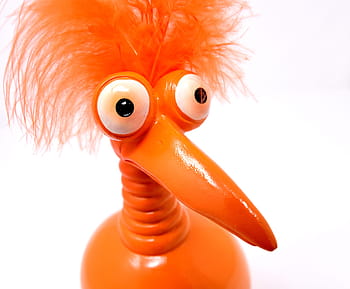 close-up, orange, bird toy, joker, funny, weird bird, cute, feather, decoration, deco, ceramic