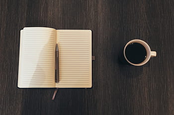 gray, pen, notebook, mug, blank, click, black, white, ceramic, coffee, notepad