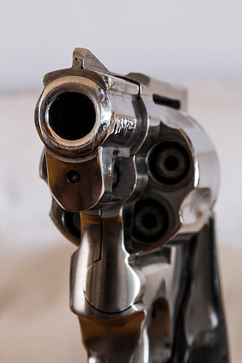 close, gray, revolver, firearm, handgun, gun, weapon, danger, violence, crime, dangerous