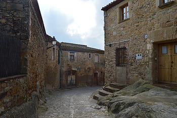 středověký, vesnice, kamenný dům, středověké vesnice, peratallada, architektura, středověk, opuštěný, mrak - nebe, stará zřícenina, zničení