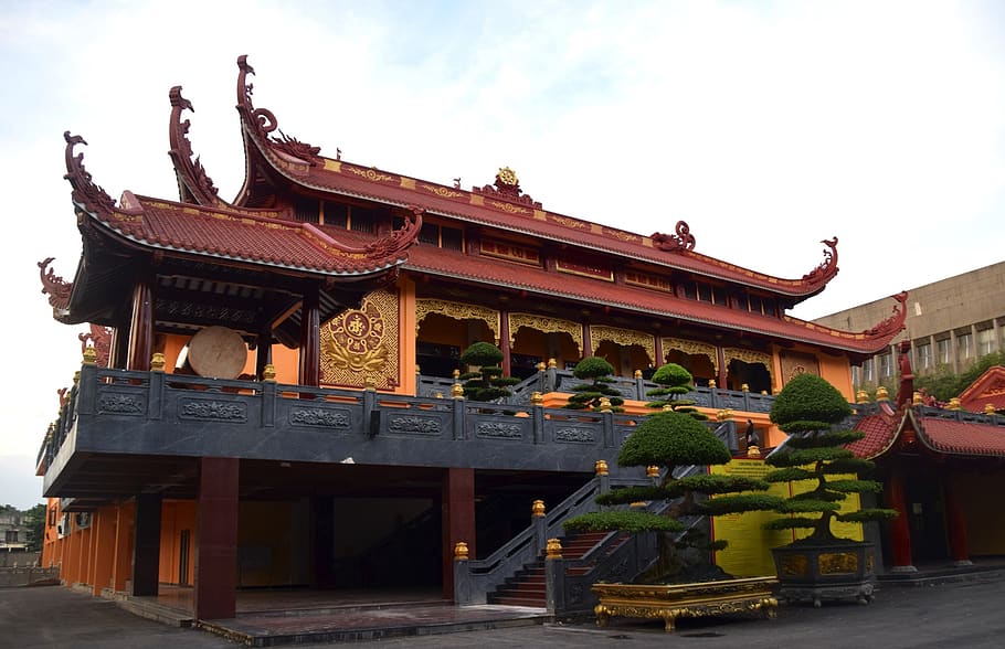 chrám, pagoda, architektura, střecha, vietnam quoc tu pagoda, saigon, ho chi minh