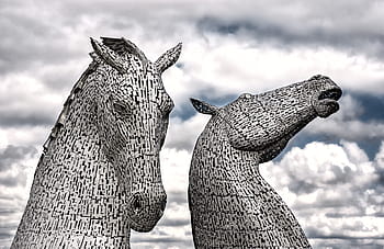 mezník kelpies, kelpies, falkirk, kůň, socha, Skotsko