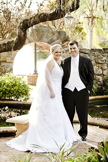 woman, wearing, white, wedding dress, man, wedding outfit, smiling, wedding, bride, groom, marriage