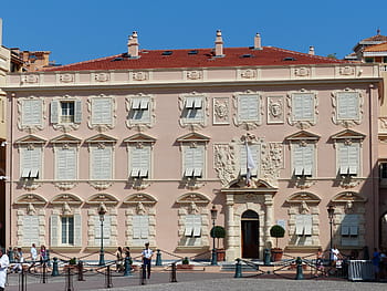 home, building, decorated, facade, stucco, monaco, palace, grimaldi, residence, prince, city