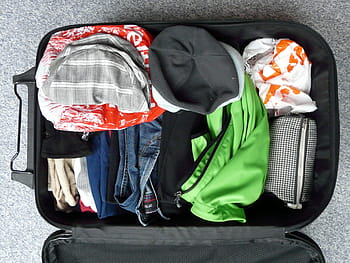 assortito, Abiti, nero, borsa da viaggio, bagaglio, Borsa, viaggio, vacanza, confezione, capi di abbigliamento, partenza
