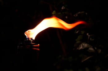 lighted, torch, dark, closeup, flame, fire, heat - temperature, burning, night, indoors, one person