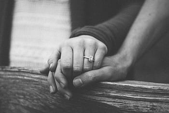 couple, love, people, man, woman, wedding, marriage, ring, holding hands, black and white, monochrome