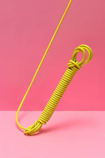 yellow, wire, pink, surface, electrical, cord, background, flexible, studio shot, colored background, green color