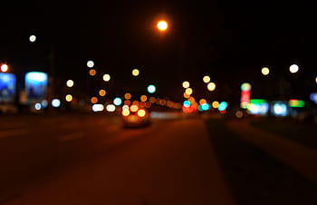 Beleuchtung, farbig, unscharf, Kreise, Bokeh, Nacht-, Straße, der Verkehr, städtisch, Stadt, Auswirkungen